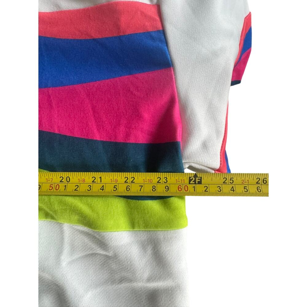 Oversized Neon Stripe Sweatshirt White Pink Blue Lime XL Retro Y2K - Picture 6 of 8